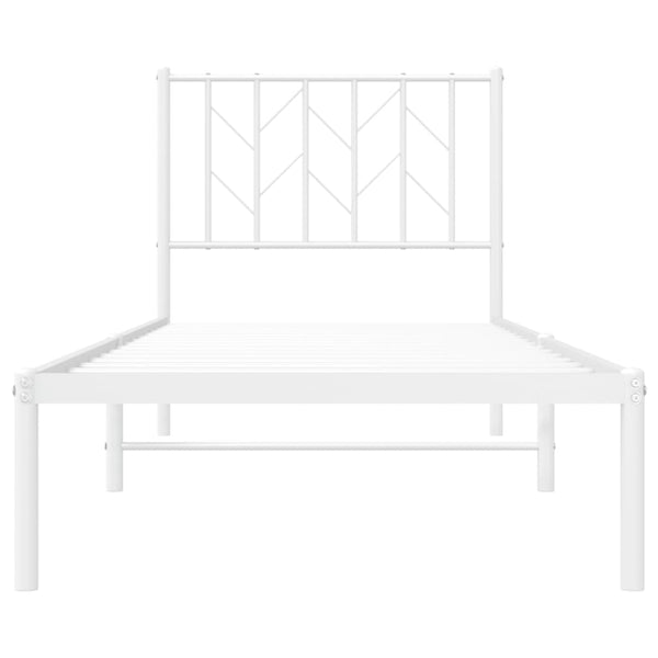 Metallinen sängynrunko päädyllä valkoinen 80x200 cm