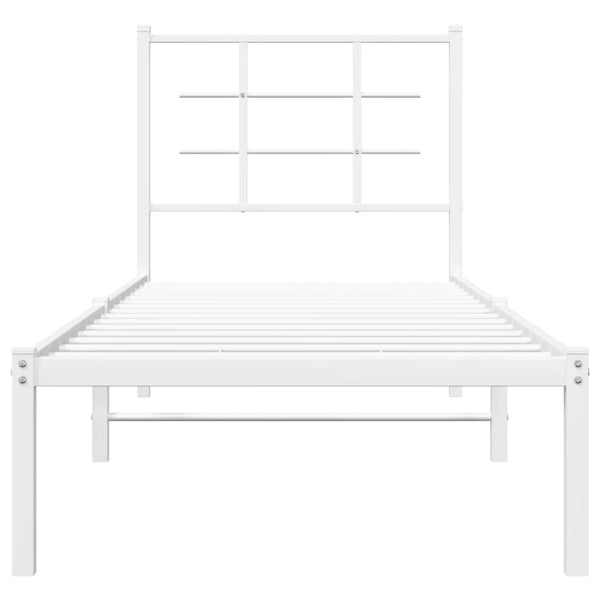 Metallinen sängynrunko päädyllä valkoinen 80x200 cm