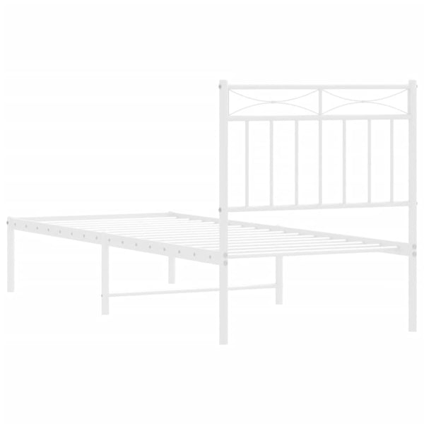 Metallinen sängynrunko päädyllä valkoinen 80x200 cm