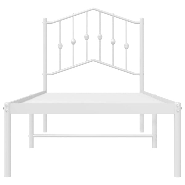 Metallinen sängynrunko päädyllä valkoinen 90x190 cm