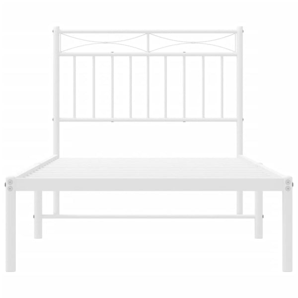 Metallinen sängynrunko päädyllä valkoinen 90x190 cm
