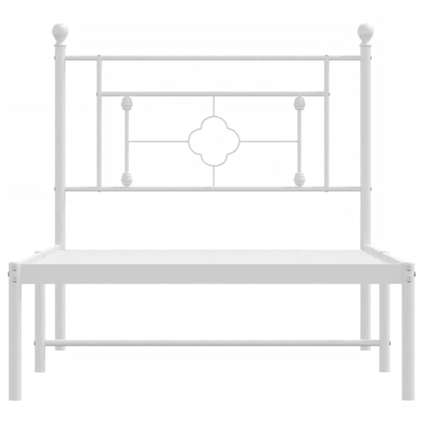 Metallinen sängynrunko päädyllä valkoinen 90x190 cm