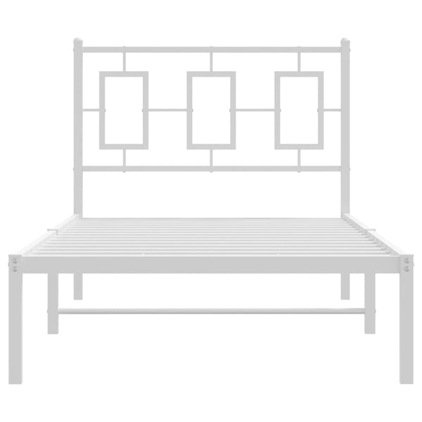 Metallinen sängynrunko päädyllä valkoinen 90x190 cm