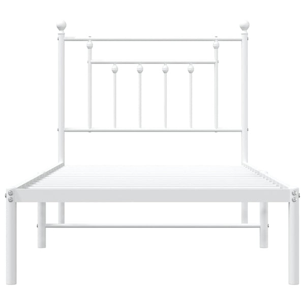 Metallinen sängynrunko päädyllä valkoinen 90x190 cm