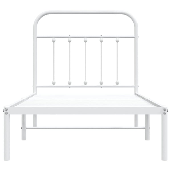 Metallinen sängynrunko päädyllä valkoinen 90x190 cm