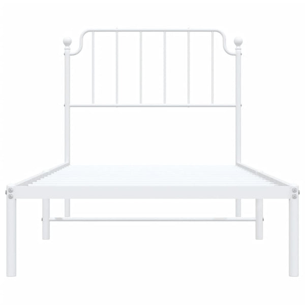 Metallinen sängynrunko päädyllä valkoinen 90x200 cm