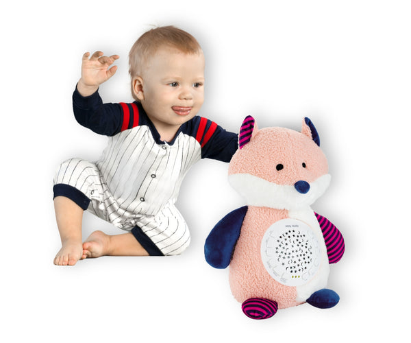 Milly Mally -merkkinen pehmoleluheijastin lelu, jossa kettu-muotoinen design ja värikäs ulkonäkö.