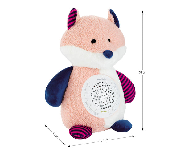 Milly Mally -merkkinen pehmolelu projektori lelu kettu-muodossa.