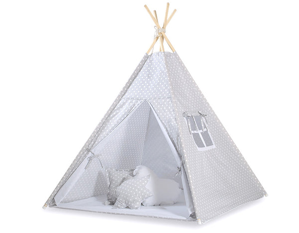 Leikkiteltta + Pehmuste - White Dots On Grey