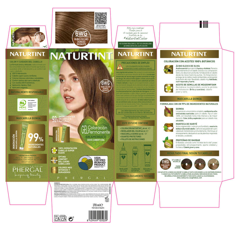 Naturtint Ammonia-Free Dye #6Wg-Radiant Golden Dark Blonde 170 Ml | Vuodevaatteet.fi