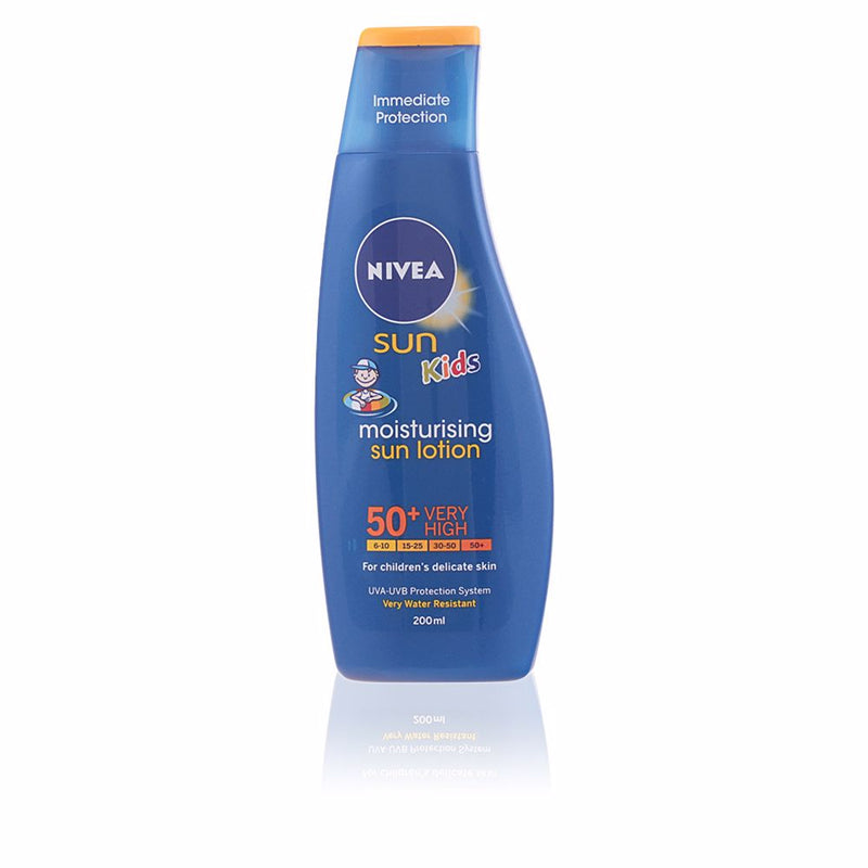 Nivea Sun niños kosteuttava vedenkestävä aurinkosuoja spf50+ 200 ml | Vuodevaatteet.fi