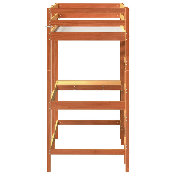 Parvisänky työpöydällä vahanruskea 80x200 cm täysi mänty