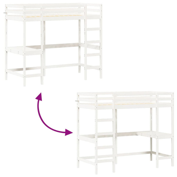 Parvisänky työpöydällä valkoinen 100x200 cm täysi mänty