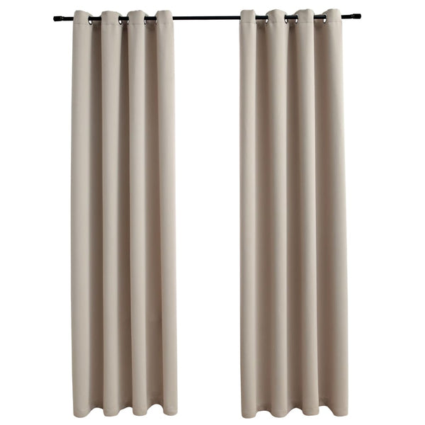 Pimennysverhot metallirenkailla 2 kpl beige 140x225 cm