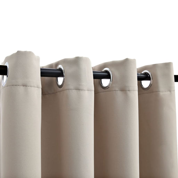 Pimennysverhot metallirenkailla 2 kpl beige 140x225 cm