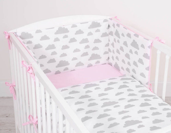Pussilakanasetti Vauvalle - 120X90cm - Clouds Gray/Pink