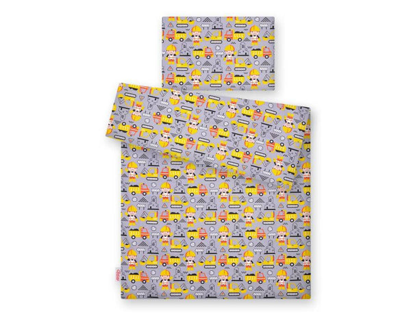 Pussilakanasetti Vauvalle - 120X90cm - Yellow Excavators