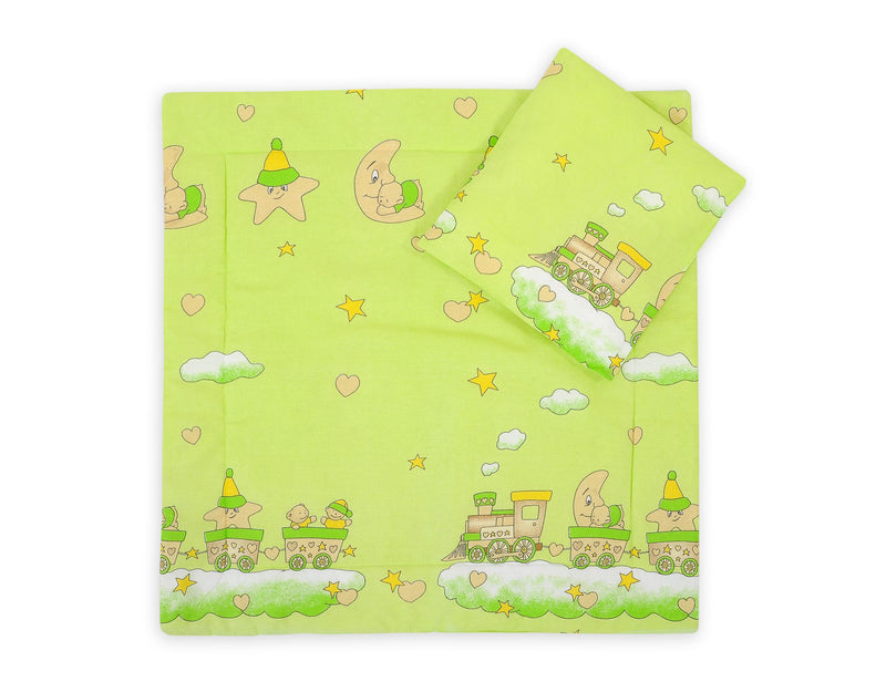 Vauvan peitto 77x77cm ja tyyny- Fun green train