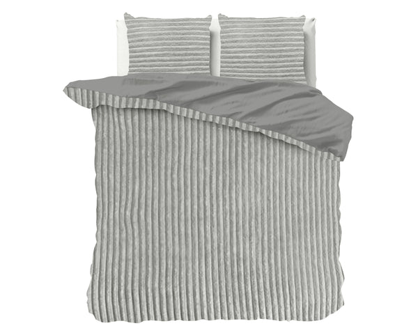 Harmaa nalle polyesteri pussilakanasetti Rib Teddy