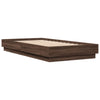 Sängynrunko LED-valoilla ruskea tammi 90x190 cm