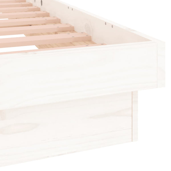 Sängynrunko LED-valoilla valkoinen 90x200 cm täysi puu