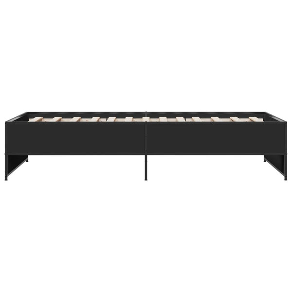 Sängynrunko musta 90x200 cm täysi puu ja metalli