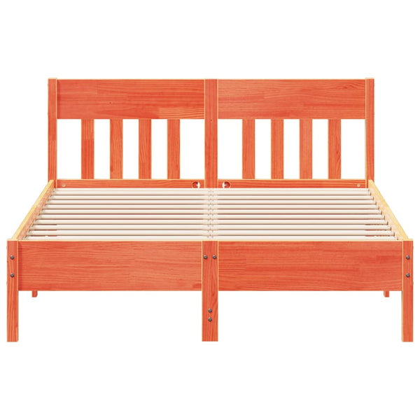 Sängynrunko päädyllä vahanruskea 120x190 cm täysi mänty