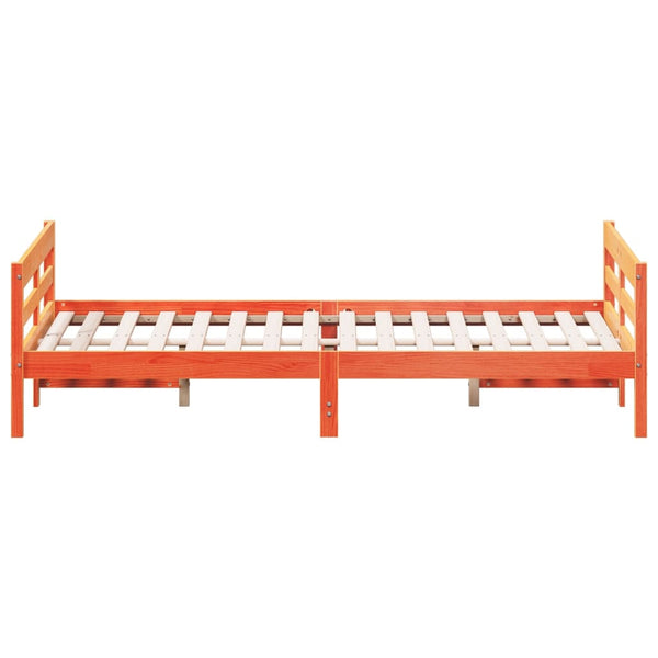 Sängynrunko päädyllä vahanruskea 140x200 cm täysi mänty