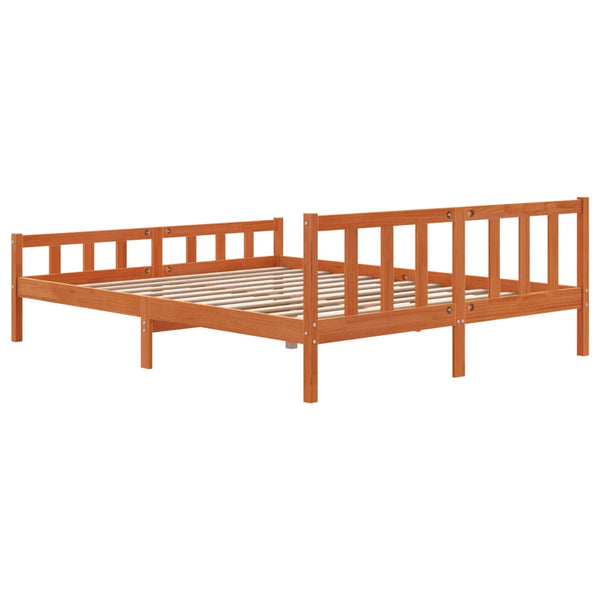 Sängynrunko päädyllä vahanruskea 160x200 cm täysi mänty