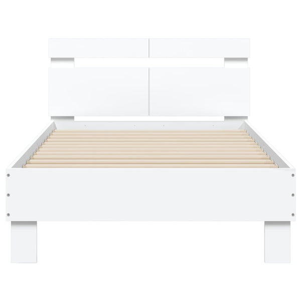 Sängynrunko päädyllä valkoinen 100x200 cm tekninen puu