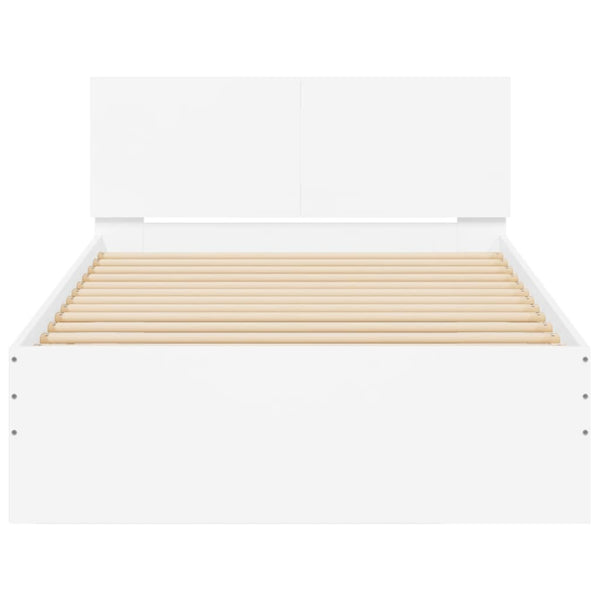 Sängynrunko päädyllä valkoinen 100x200 cm tekninen puu