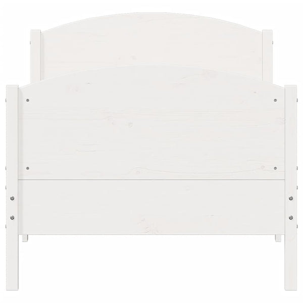 Sängynrunko päädyllä valkoinen 75x190 cm täysi mänty