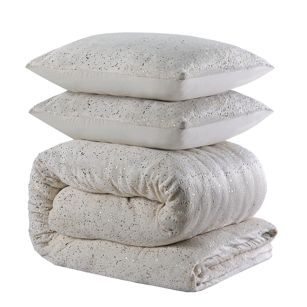 Pussilakanasetti Glamour Flanel Sprankle Foil Kerma