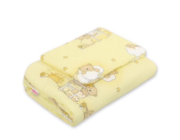 Vaauvan Peitto Ja Tyyny - Newborn - 75X100cm - Teddy Bears On Ladders Cream