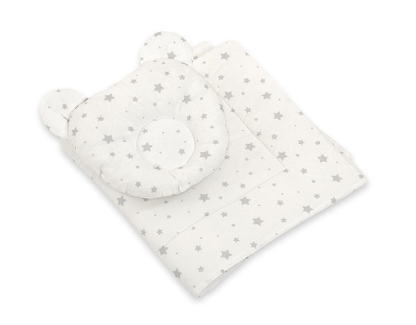 Vauvan Peitto Ja Tyyny - Puuvilla - Teddy Bear - Mini Gray Stars