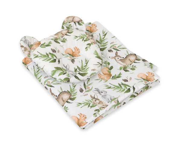 Vauvan Peitto Ja Tyyny - Puuvilla - Teddy Bear - Woodland Green