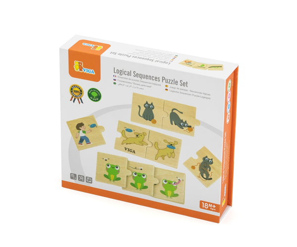 Puzzlesetti, jossa on luontoon ja eläimiin liittyviä loogisia sekvenssejä.