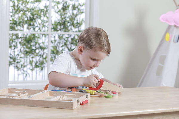 Työkalulaatikko, jossa on 10 työkalua, kuten ruuvimeisseliä ja jakoavain.