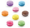 Leikkiruokasarja, jossa macaron-leivonnaisia eri väreissä.