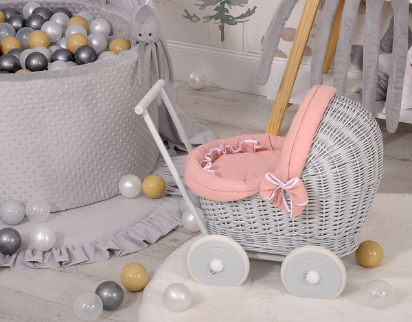 Nukkevaunu - Grey With Old Pink