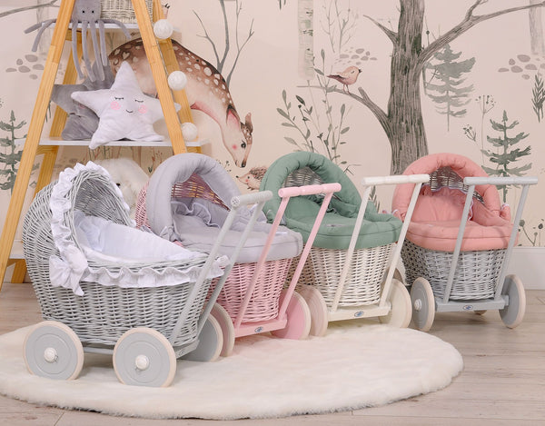 Nukkevaunu - Grey With Old Pink