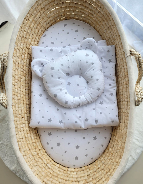 Vauvan Peitto Ja Tyyny - Puuvilla - Teddy Bear - Mini Gray Stars
