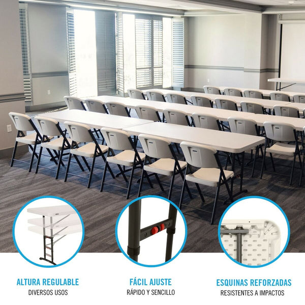 Taitettava Valkoinen Pöytä Teräs ja Muovi 183x91x76 cm