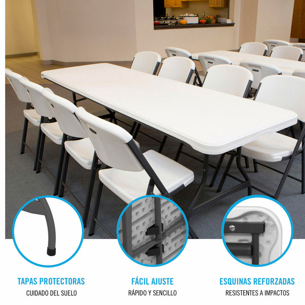 Taitettava Valkoinen Pöytä 244 x 74 x 76 cm