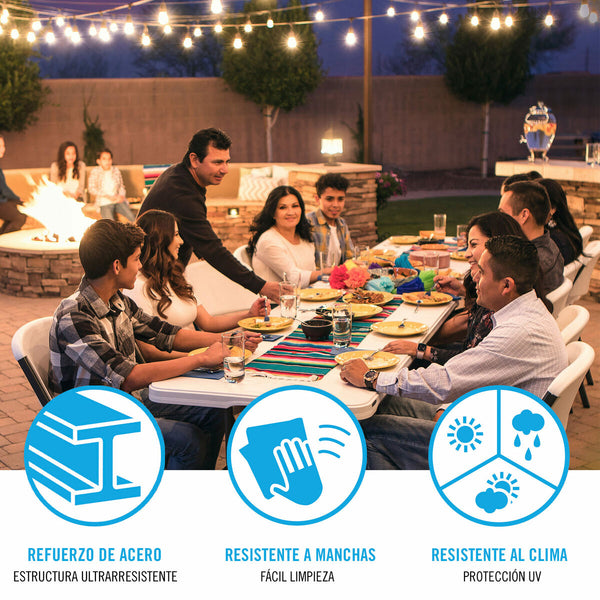 Taitettava Valkoinen Pöytä 244 x 74 x 76 cm