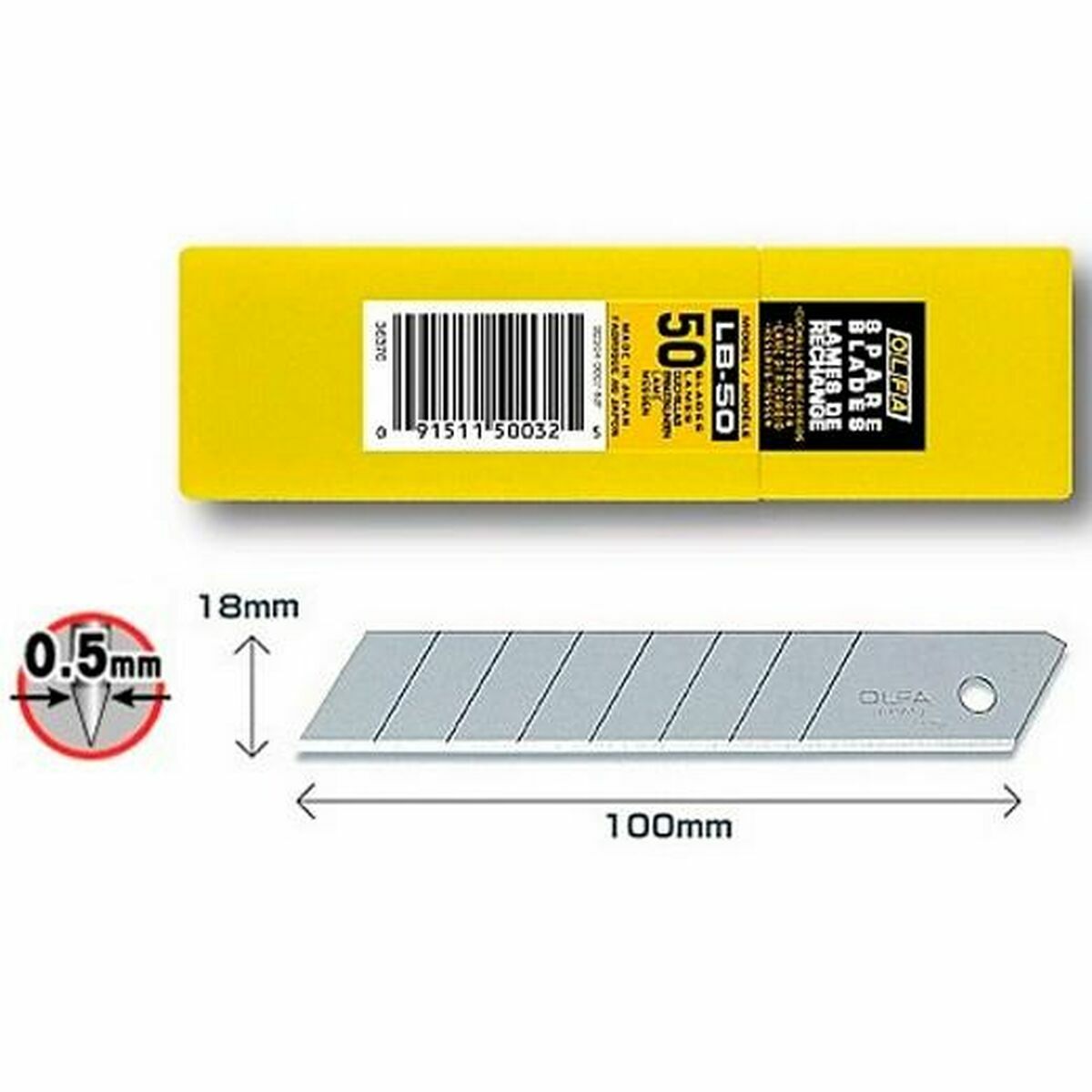 Olfa Jaettava Leikkurin Terä 18 mm, 50 kpl