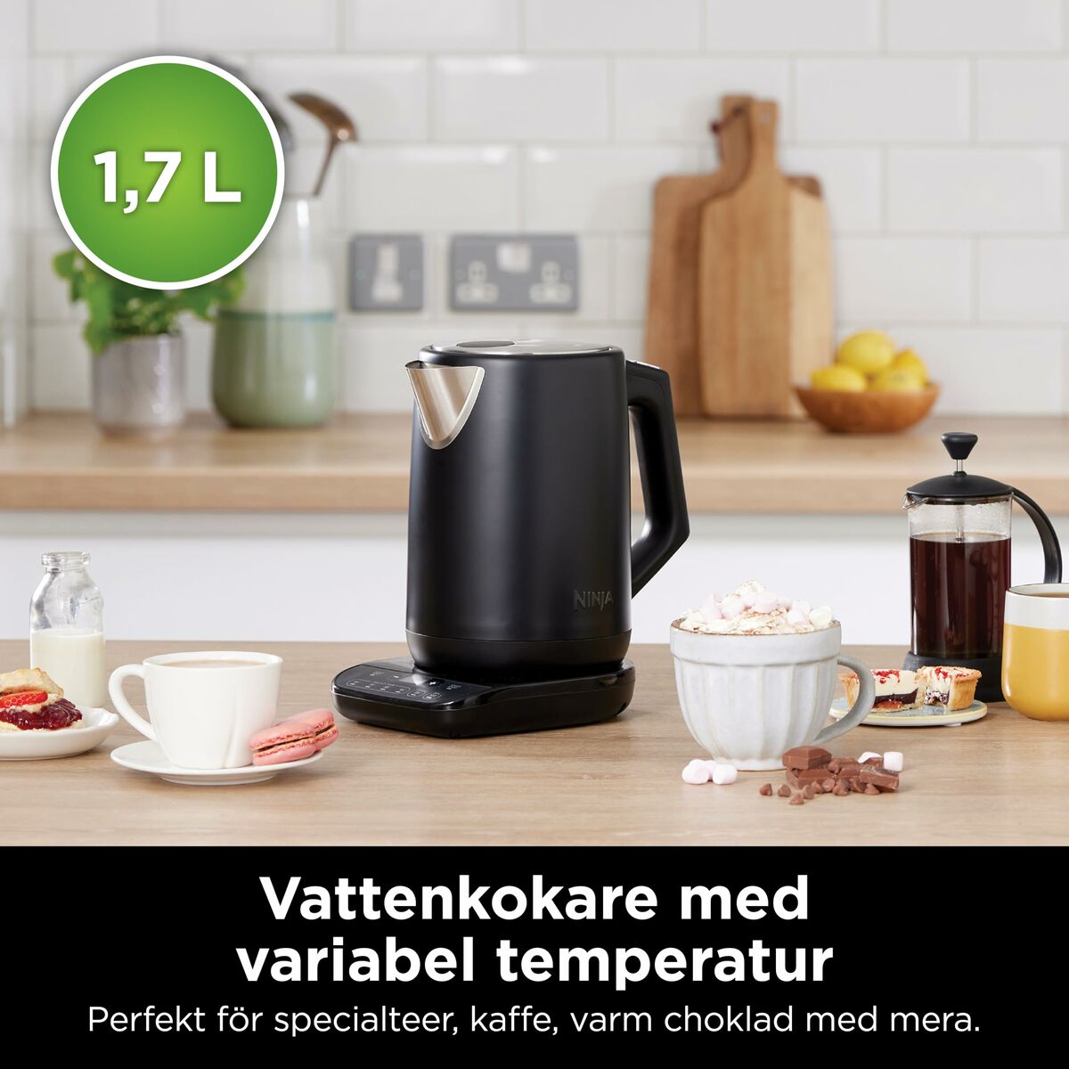 Ninja musta vedenkeitin 1,7 L ruostumatonta terästä