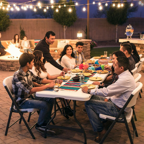 Taitettava Valkoinen Pöytä Teräs ja Muovi 182 cm