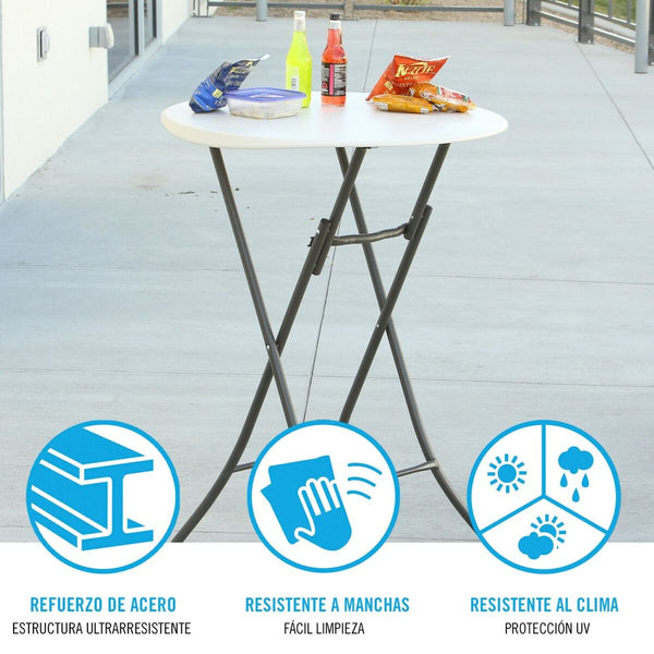 Lifetime Taitettava Sivupöytä, Kerma, 84 x 110 x 84 cm