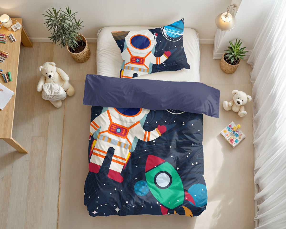 Lasten Pussilakanasetti Space man 2 Sininen 140 x 200/220